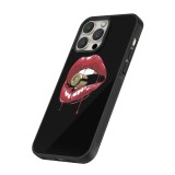 iPhone 16 Pro Max Case Hülle - Silikon schwarz Lips bullet