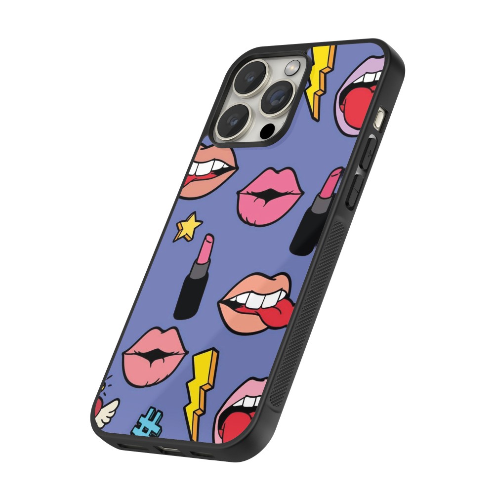 iPhone 16 Pro Max Case Hülle - Silikon schwarz Lips and lipgloss