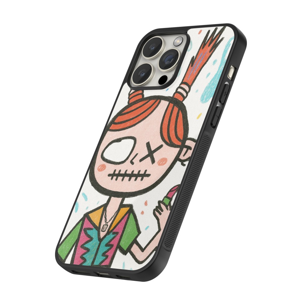 iPhone 16 Pro Max Case Hülle - Silikon schwarz Little Girl Sketch