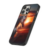 iPhone 16 Pro Max Case Hülle - Silikon schwarz Majestätischer Sonnenuntergang Pferd