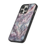 iPhone 16 Pro Max Case Hülle - Silikon schwarz Violetter silberner Marmor