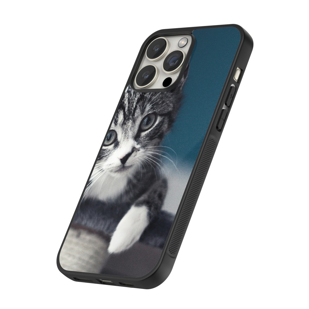 iPhone 16 Pro Max Case Hülle - Silikon schwarz Meow 23