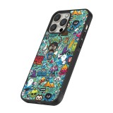 iPhone 16 Pro Max Case Hülle - Silikon schwarz Mixed Cartoons Turquoise