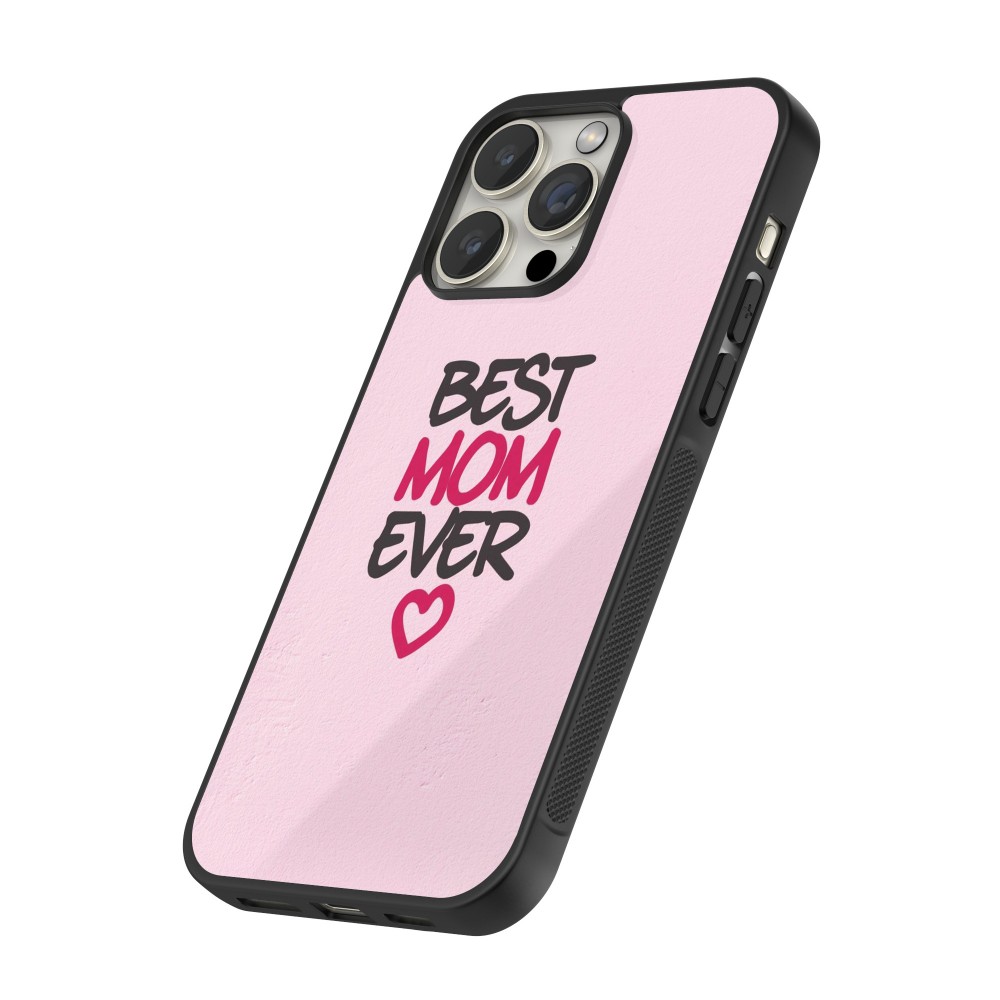 iPhone 16 Pro Max Case Hülle - Silikon schwarz Mom 2023 best Mom ever pink