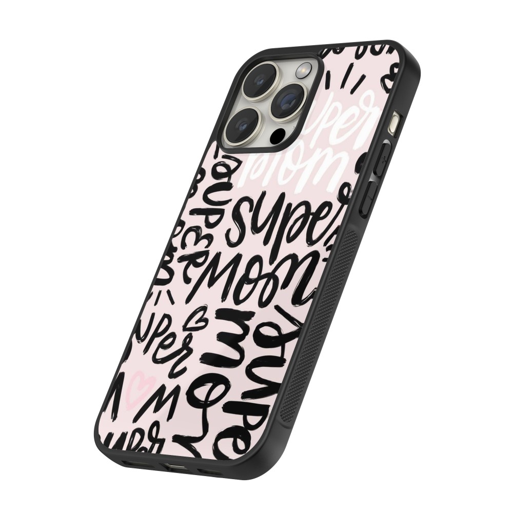 iPhone 16 Pro Max Case Hülle - Silikon schwarz Mom 2024 Super mom