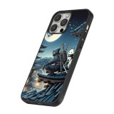iPhone 16 Pro Max Case Hülle - Silikon schwarz Ninja unter dem Mond