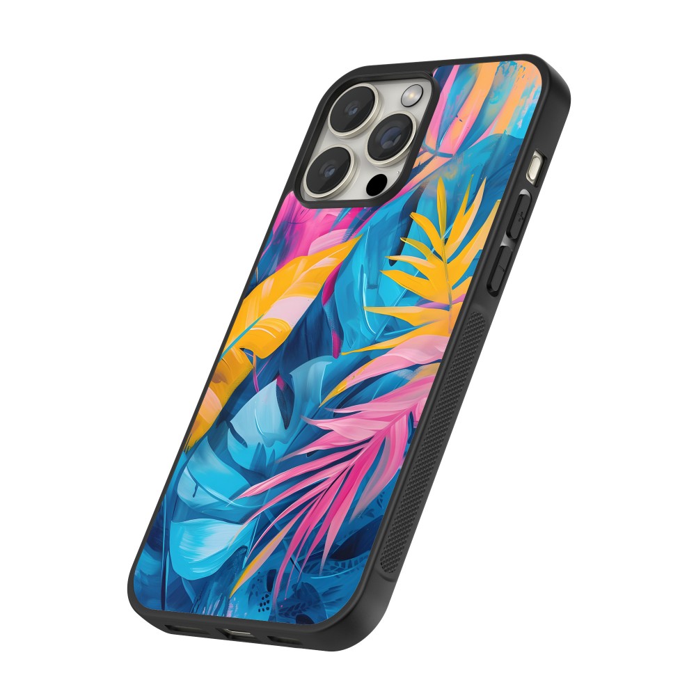 iPhone 16 Pro Max Case Hülle - Silikon schwarz Palms Blue