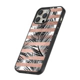 iPhone 16 Pro Max Case Hülle - Silikon schwarz Palm trees gold stripes