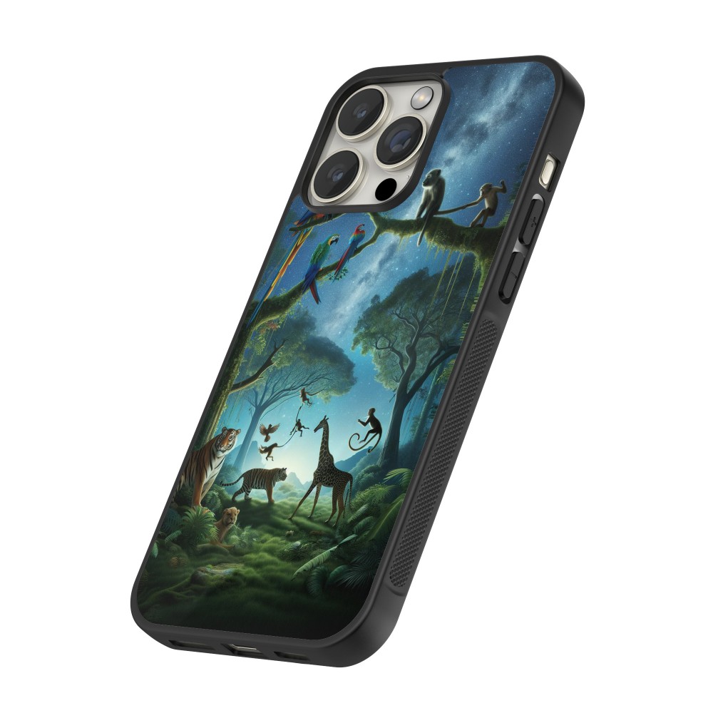 iPhone 16 Pro Max Case Hülle - Silikon schwarz Paradies der exotischen Tiere
