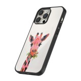 iPhone 16 Pro Max Case Hülle - Silikon schwarz Pink Girafe Paint