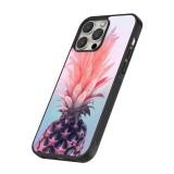 iPhone 16 Pro Max Case Hülle - Silikon schwarz Purple Pink Pineapple