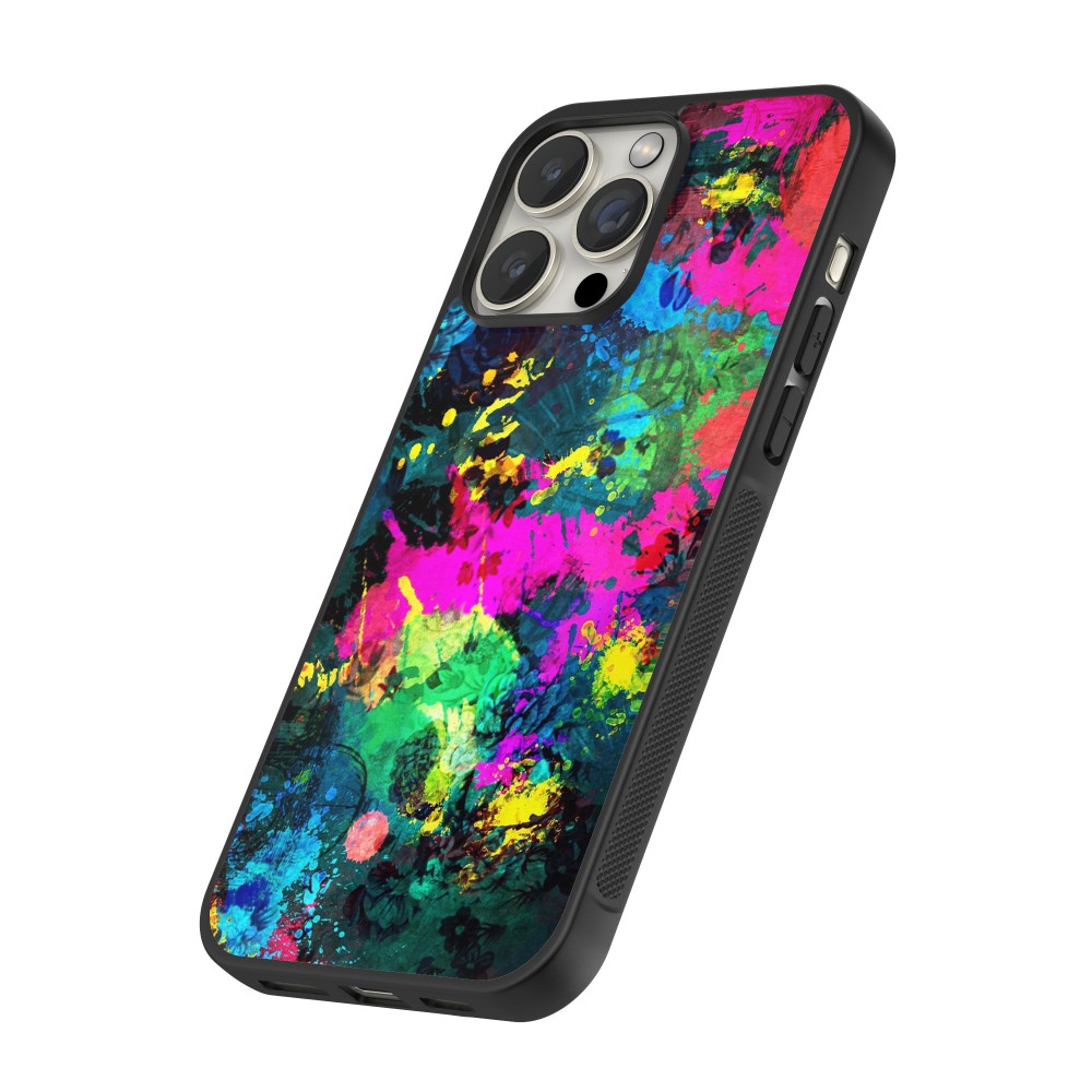 iPhone 16 Pro Max Case Hülle - Silikon schwarz Splash paint