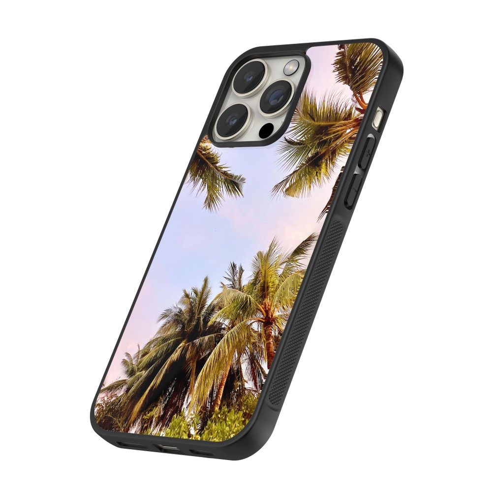 iPhone 16 Pro Max Case Hülle - Silikon schwarz Summer 2023 palm tree vibe