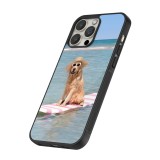 iPhone 16 Pro Max Case Hülle - Silikon schwarz Summer Dog on Paddle