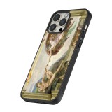 iPhone 16 Pro Max Case Hülle - Silikon schwarz Kunstbild - Die Erschaffung Adams - Michelangelo