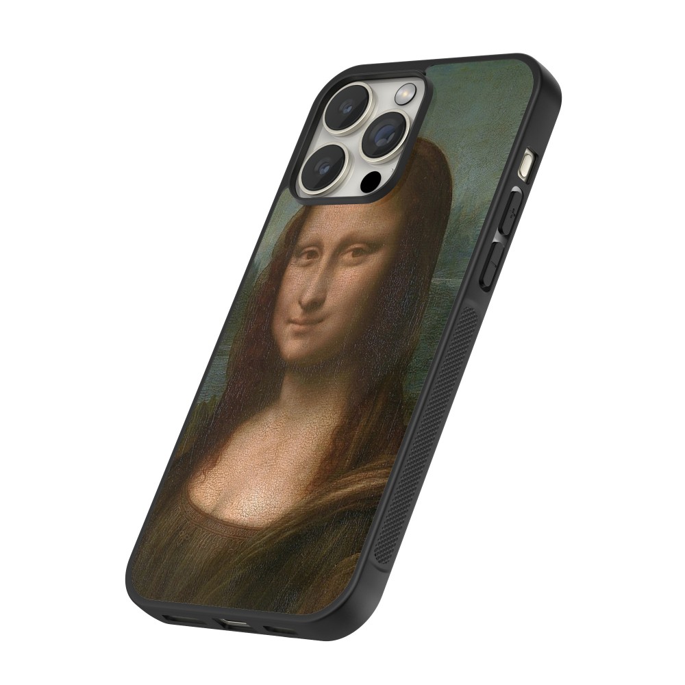 iPhone 16 Pro Max Case Hülle - Silikon schwarz Kunstbild - Mona Lisa - Leonardo de Vinci