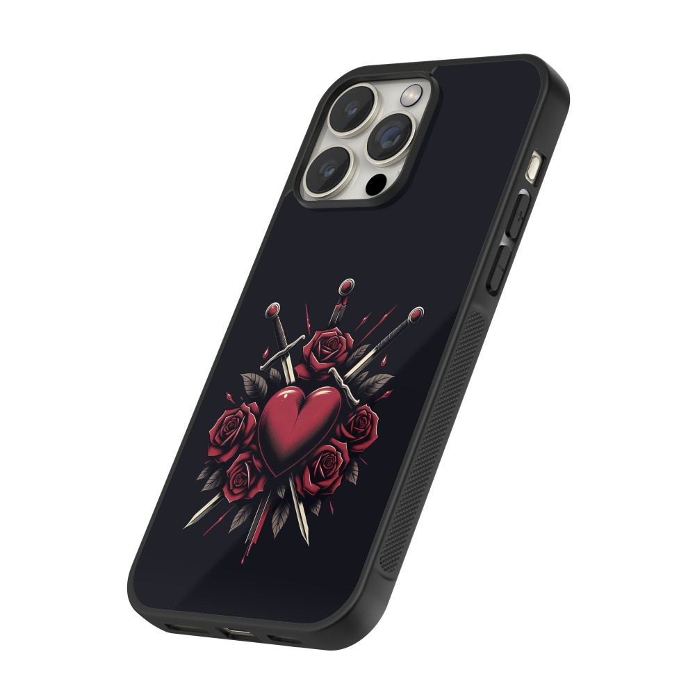 iPhone 16 Pro Max Case Hülle - Silikon schwarz Valentine 2024 gothic love