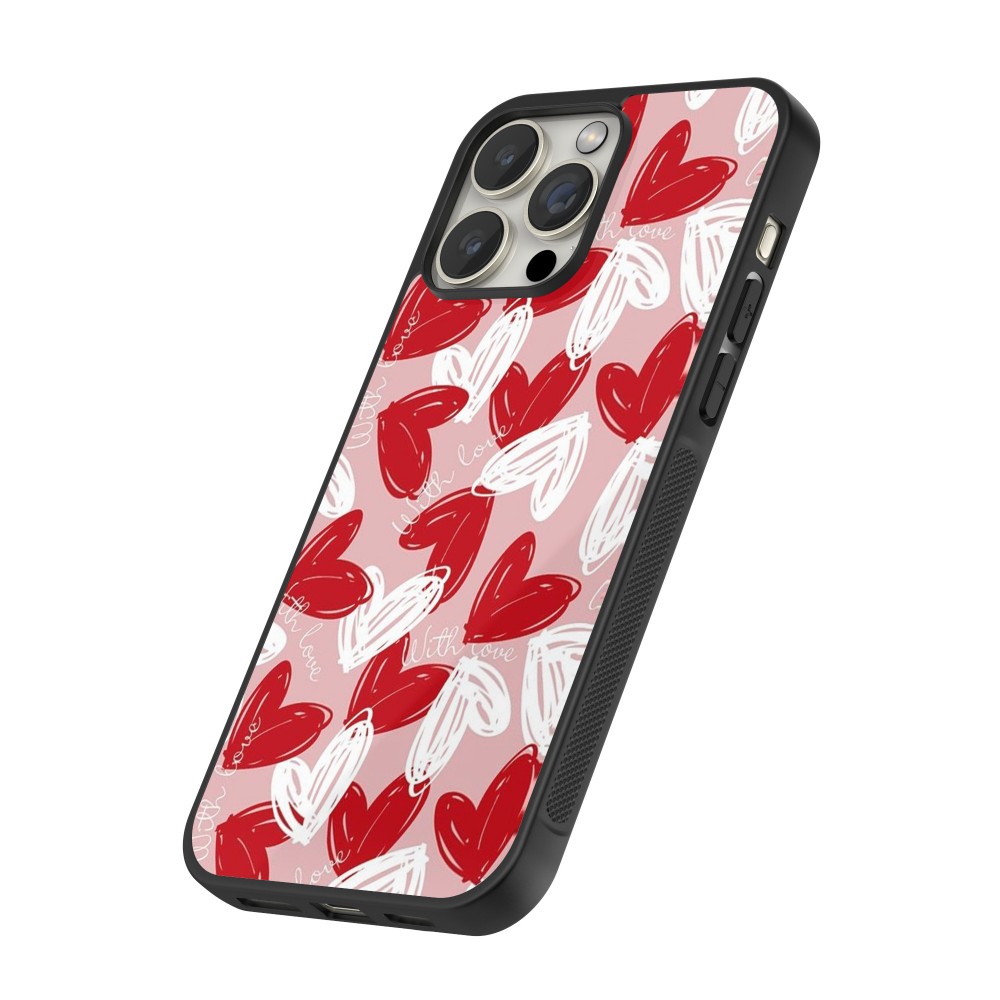 iPhone 16 Pro Max Case Hülle - Silikon schwarz Valentine 2024 with love heart