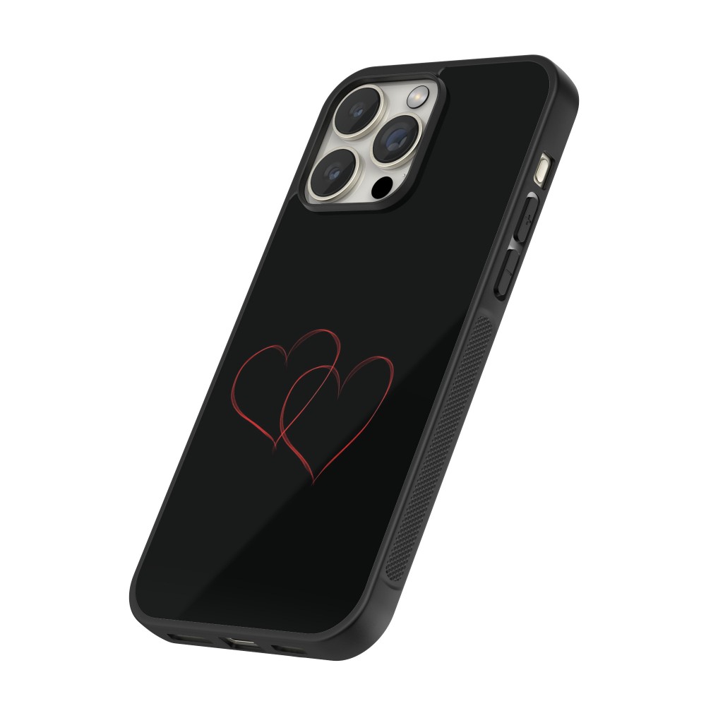 iPhone 16 Pro Max Case Hülle - Silikon schwarz Valentine 2023 attached heart