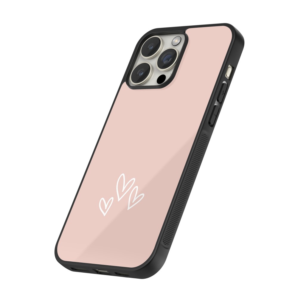 iPhone 16 Pro Max Case Hülle - Silikon schwarz Valentine 2023 three minimalist hearts