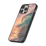 iPhone 16 Pro Max Case Hülle - Silikon schwarz Wave Sunset