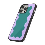iPhone 16 Pro Max Case Hülle - Silikon schwarz Wavy Rectangle Green Purple