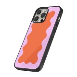 iPhone 16 Pro Max Case Hülle - Silikon schwarz Wavy Rectangle Orange Pink