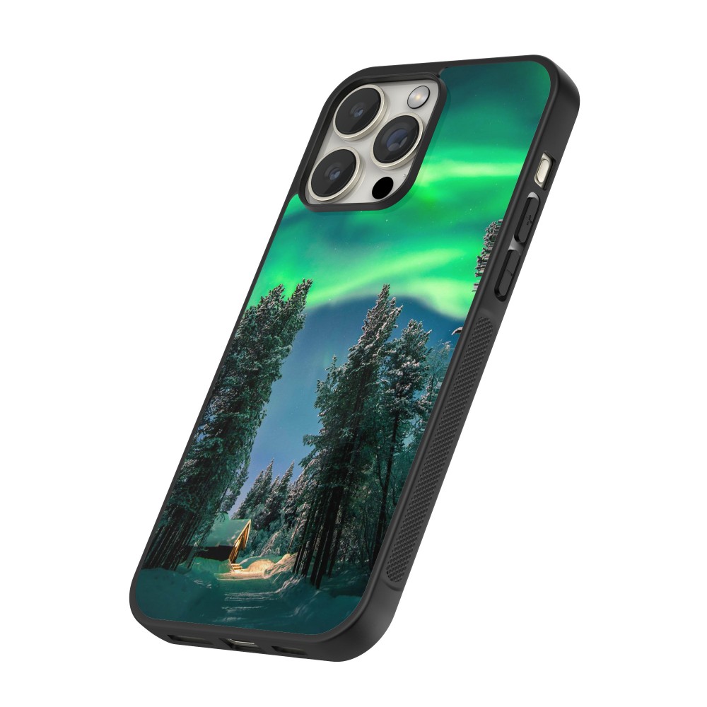 iPhone 16 Pro Max Case Hülle - Silikon schwarz Winter 22 Northern Lights