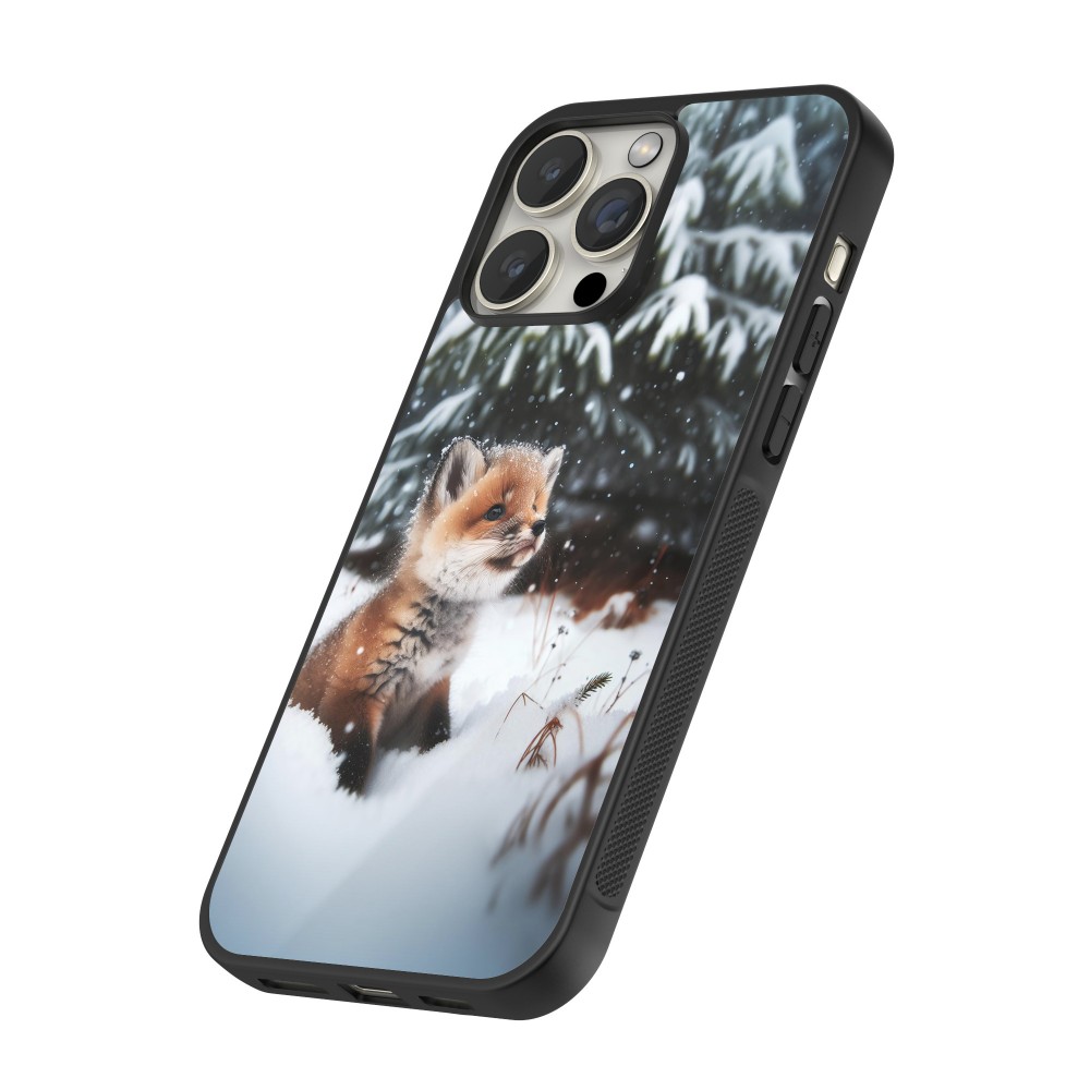 iPhone 16 Pro Max Case Hülle - Silikon schwarz Weihnachten 2023 Fuechslein Tanne