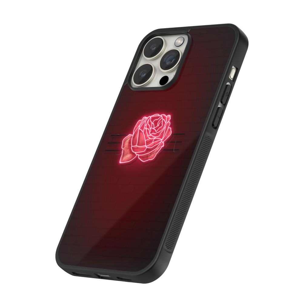 iPhone 16 Pro Case Hülle - Silikon schwarz Spring 23 neon rose