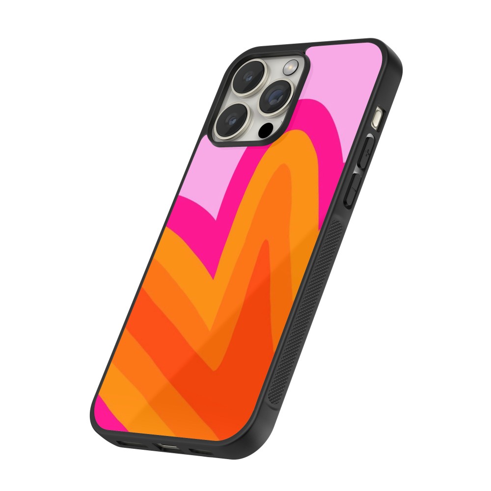 iPhone 16 Pro Case Hülle - Silikon schwarz Valentine 2024 heart gradient