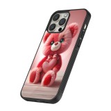 iPhone 16 Pro Case Hülle - Silikon schwarz Valentin 2024 Rosaroter Teddybär