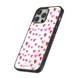 Coque iPhone 16 Pro - Silicone rigide noir Valentine 2022 Many pink hearts