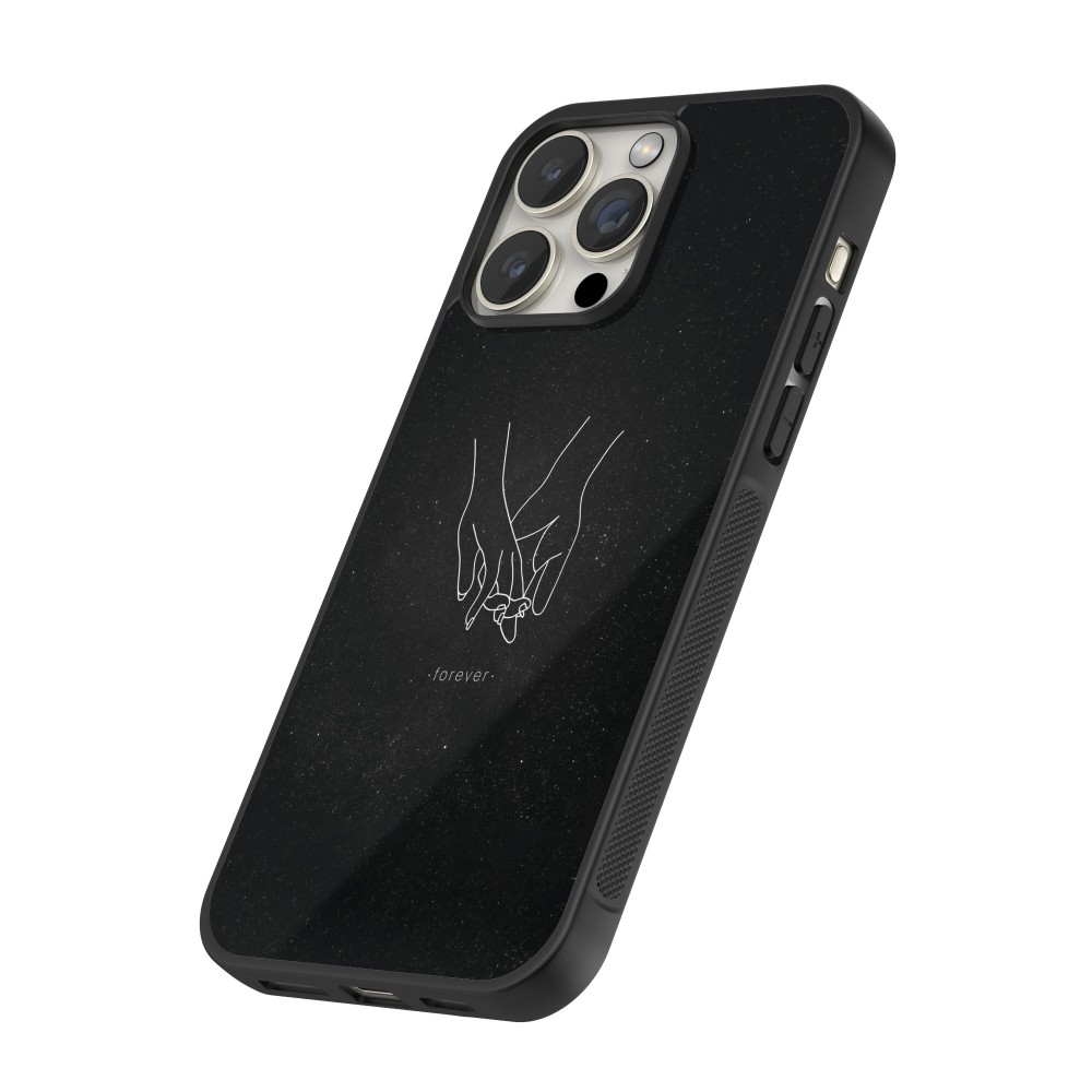 iPhone 16 Pro Case Hülle - Silikon schwarz Valentine 2023 hands forever