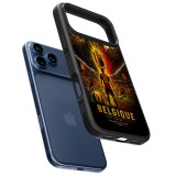 Coque iPhone 17 Pro Max - Silicone rigide noir Football Belgique splash 2026