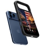 Coque iPhone 17 Pro Max - Silicone rigide noir Football États-Unis splash 2026