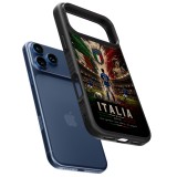 Coque iPhone 17 Pro Max - Silicone rigide noir Football Italie splash 2026