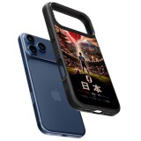 Coque iPhone 17 Pro Max - Silicone rigide noir Football Japon splash 2026