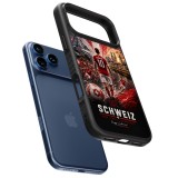 Coque iPhone 17 Pro Max - Silicone rigide noir Football Schweiz splash 2026