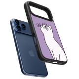 iPhone 17 Pro Case Hülle - Silikon schwarz Chat auf lila Hintergrund