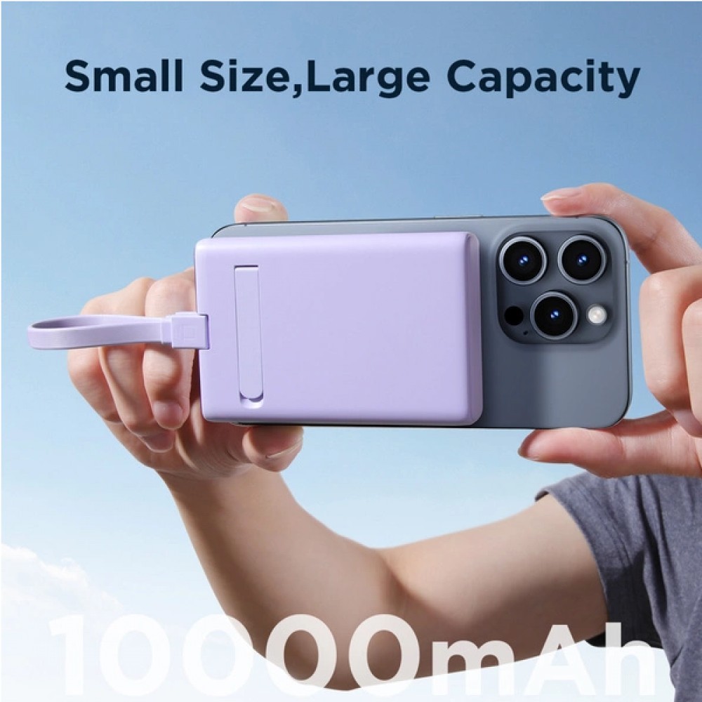 20W Powerbank Joyroom JR-PBM01 batterie externe MagSafe 10000mAh avec pied de support - Violet