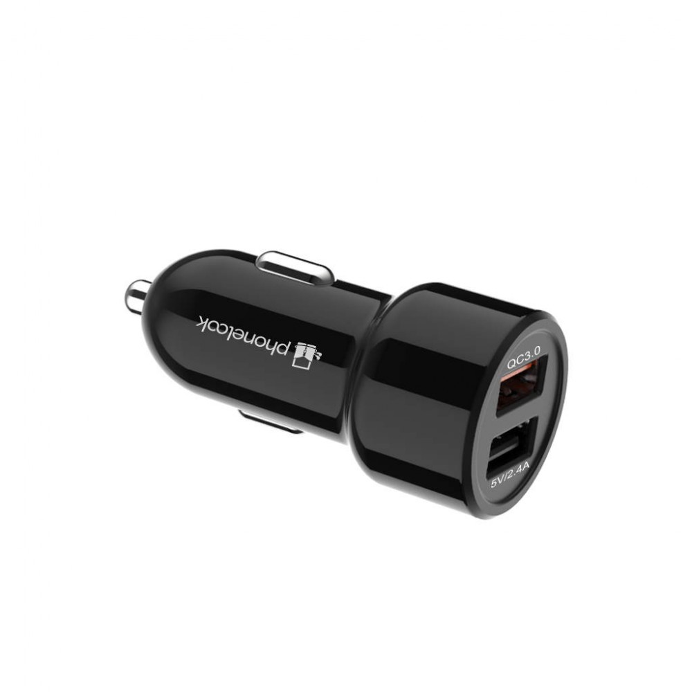 30W universal Doppel-USB Auto Zigarettenanzünder Ladegerät Quick Charge 3.0 PhoneLook - Schwarz