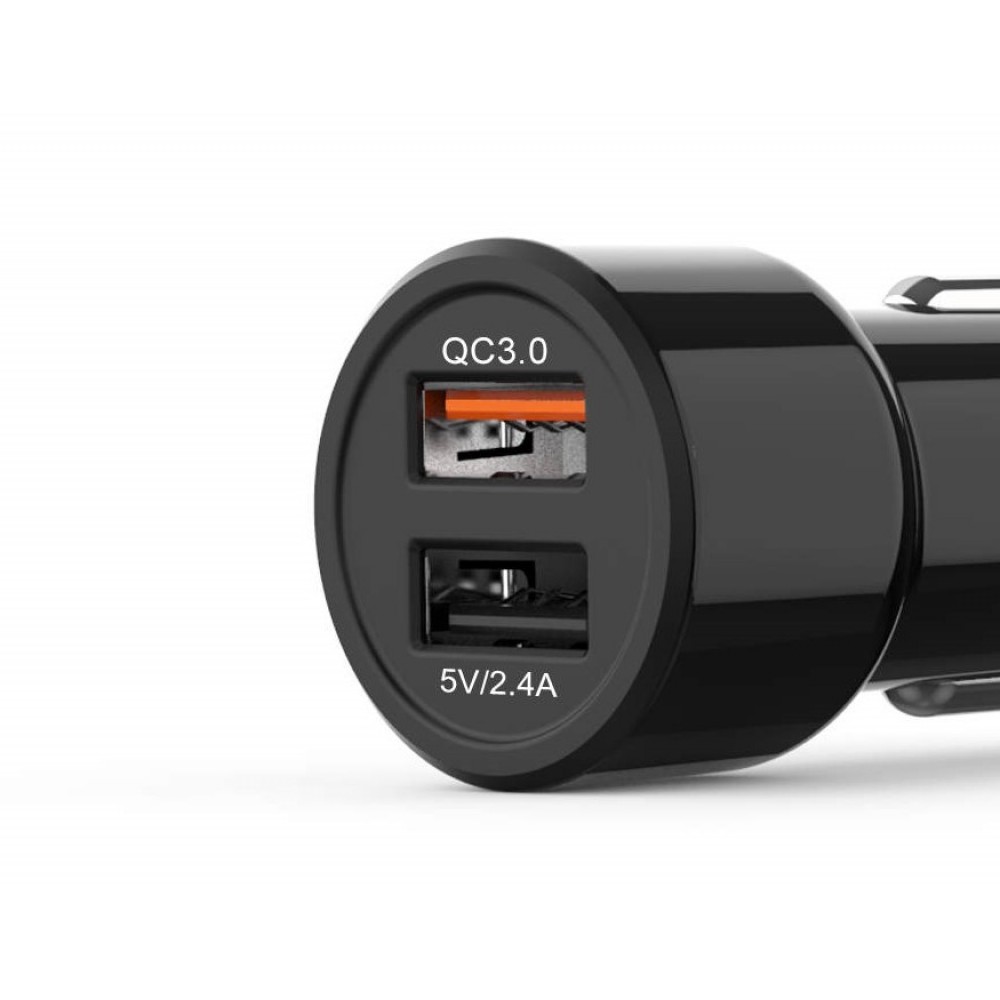 30W universal Doppel-USB Auto Zigarettenanzünder Ladegerät Quick Charge 3.0 PhoneLook - Schwarz