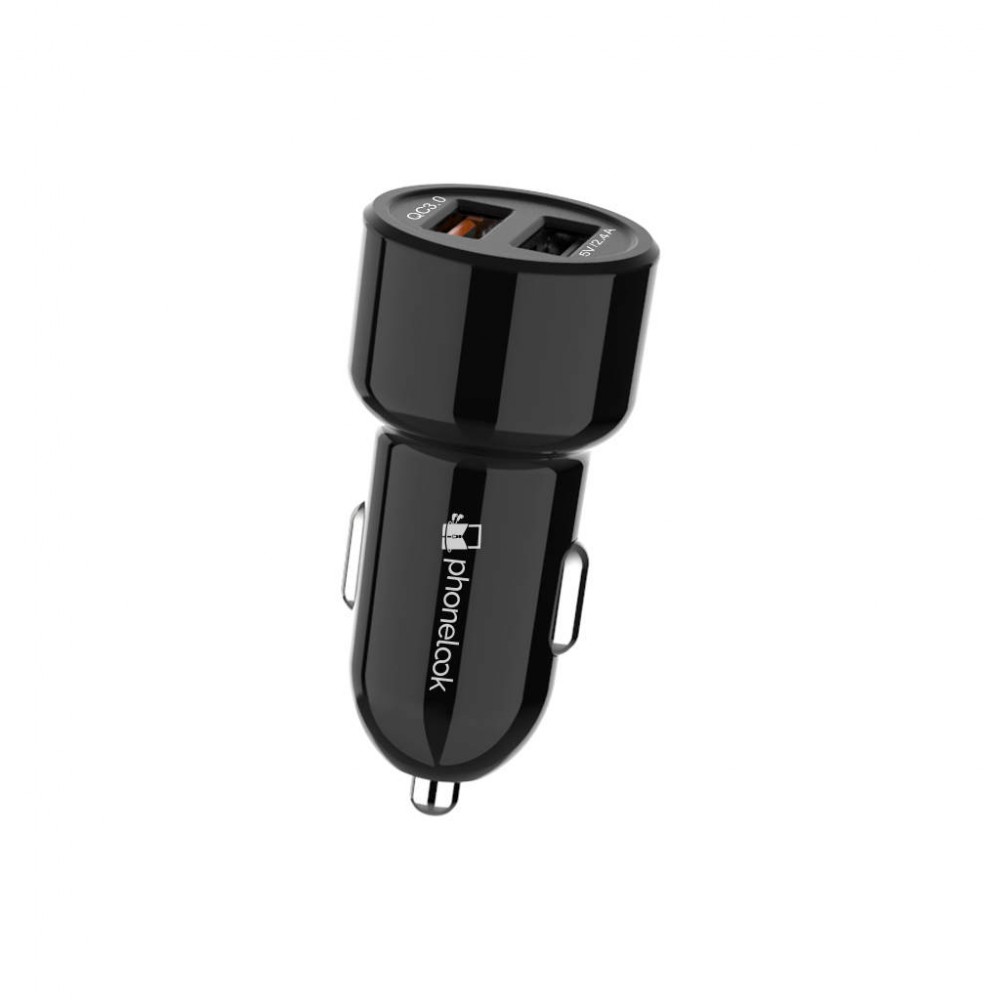 30W universal Doppel-USB Auto Zigarettenanzünder Ladegerät Quick Charge 3.0 PhoneLook - Schwarz