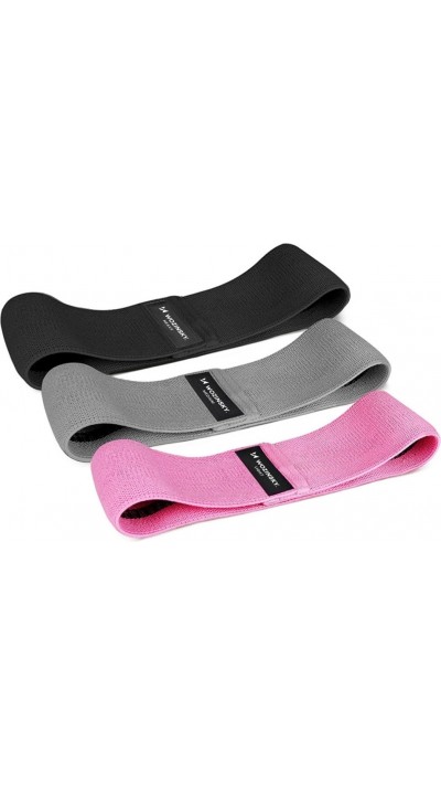 3 elastische Mini-Bänder aus Stoff für Yoga, Crossfit und Fitness - Mehrfarbig