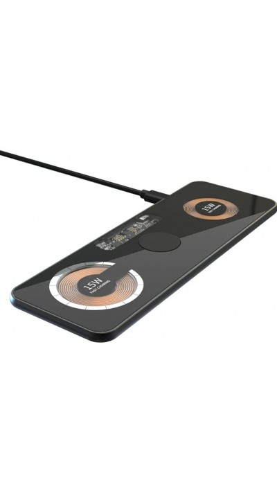 3in1 wireless MagSafe Ladestation Cyberpunk 2x 15W für iPhone, AirPods & Qi Smartphones - Transparent