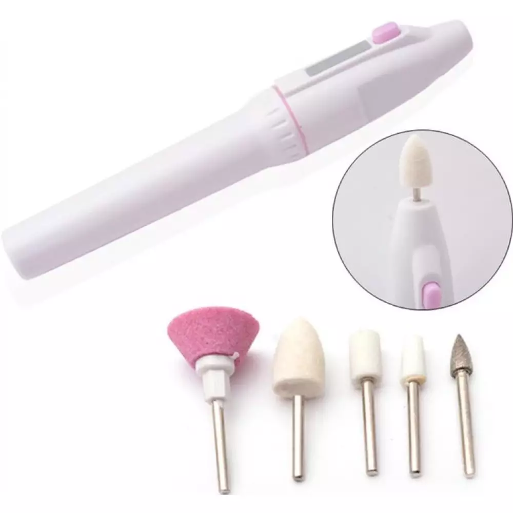 5 in 1 elektronische Nagel Pflege Maschine Manicure Polishing mit 5 Aufsätzen - Weiss