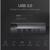 6 in 1 USB-C Multi-Anschluss Hub Docking Station MacBook Ethernet + HDMI + USB-C - Grau