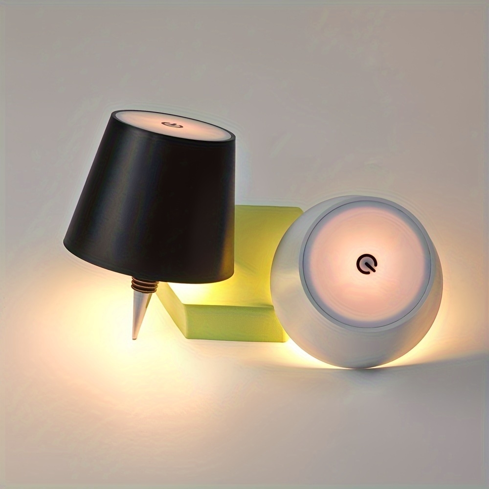 Moderne USB Tischlampe Touch Steuerung 3 Farbtemperaturen Dimmbar Pagoden Schirm Metall Kunststoff
