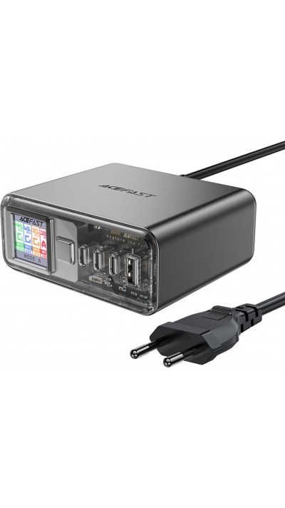 Acefast Z4 - Ultra leistungsstarker 218W Multifunktionsadapter mit 4 Ports PD GaN (3x USB-C + 1x USB-A) - Grau